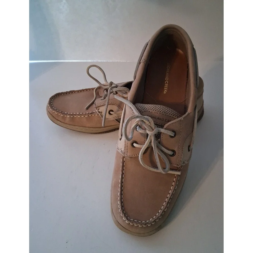 Highland Creek Chesapeake Men's Boat Shoes Loafers Size 10M Tan Leather NICE!